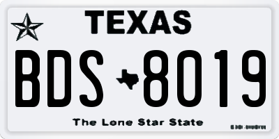 TX license plate BDS8019