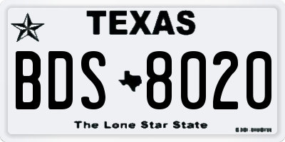 TX license plate BDS8020