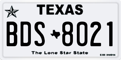 TX license plate BDS8021