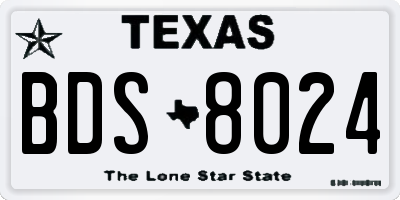 TX license plate BDS8024