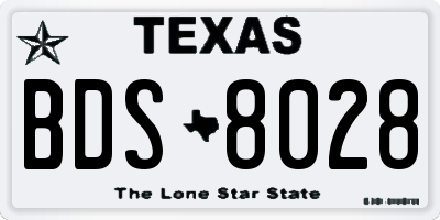 TX license plate BDS8028