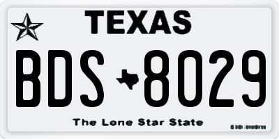 TX license plate BDS8029