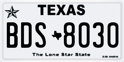 TX license plate BDS8030