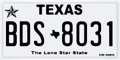 TX license plate BDS8031