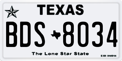 TX license plate BDS8034
