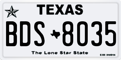 TX license plate BDS8035