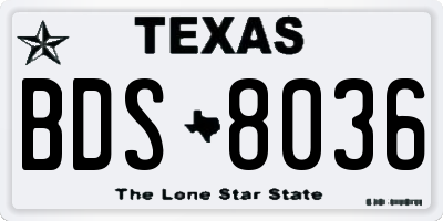 TX license plate BDS8036
