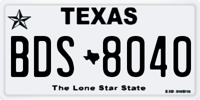 TX license plate BDS8040
