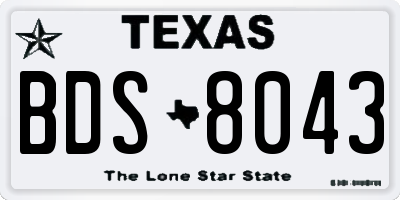 TX license plate BDS8043