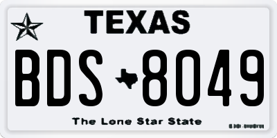 TX license plate BDS8049