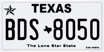 TX license plate BDS8050