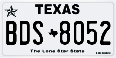 TX license plate BDS8052