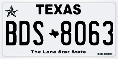 TX license plate BDS8063