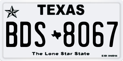 TX license plate BDS8067