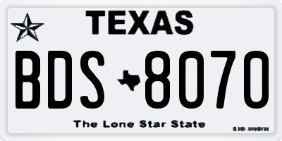 TX license plate BDS8070