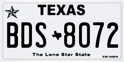 TX license plate BDS8072