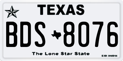 TX license plate BDS8076