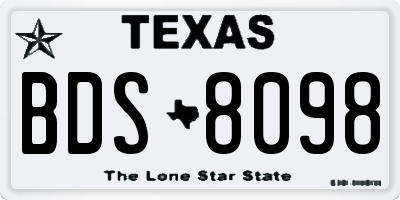 TX license plate BDS8098