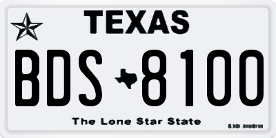 TX license plate BDS8100