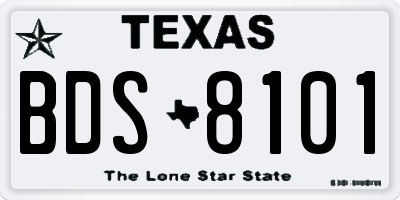 TX license plate BDS8101