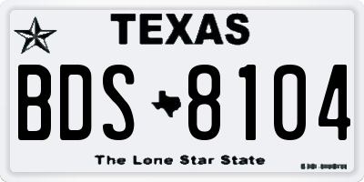 TX license plate BDS8104