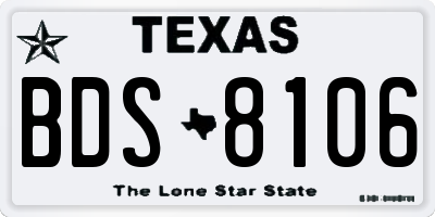 TX license plate BDS8106