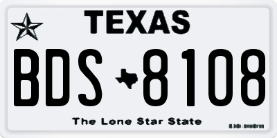 TX license plate BDS8108