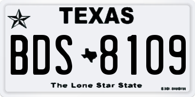 TX license plate BDS8109