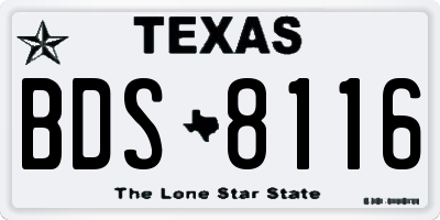 TX license plate BDS8116