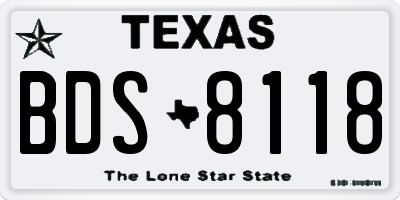 TX license plate BDS8118