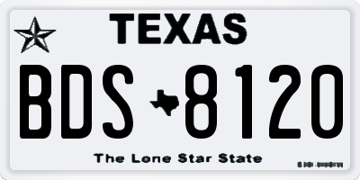 TX license plate BDS8120