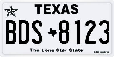 TX license plate BDS8123