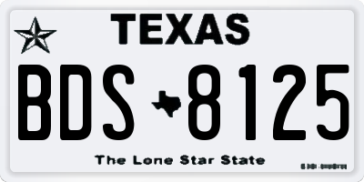 TX license plate BDS8125