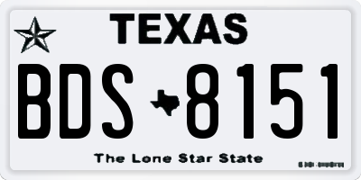 TX license plate BDS8151