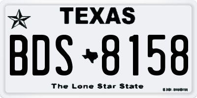TX license plate BDS8158