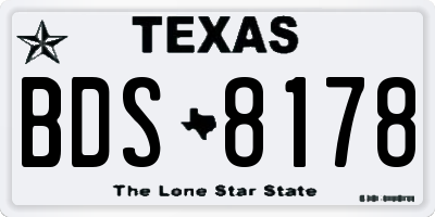 TX license plate BDS8178