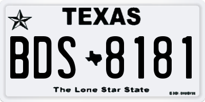 TX license plate BDS8181