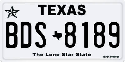 TX license plate BDS8189