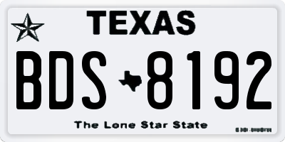 TX license plate BDS8192
