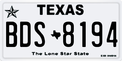 TX license plate BDS8194