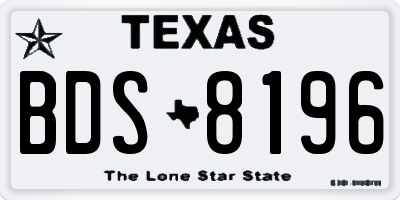 TX license plate BDS8196