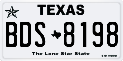 TX license plate BDS8198