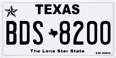 TX license plate BDS8200