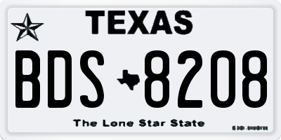 TX license plate BDS8208