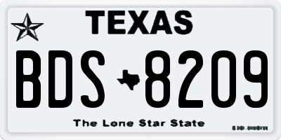 TX license plate BDS8209