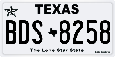 TX license plate BDS8258