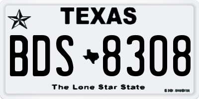 TX license plate BDS8308