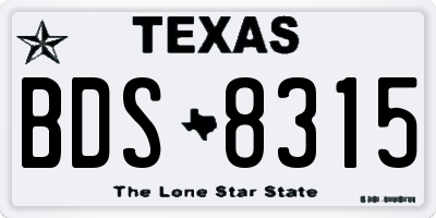 TX license plate BDS8315