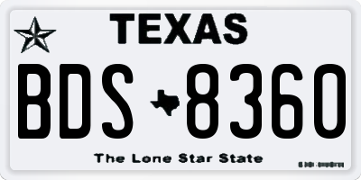 TX license plate BDS8360