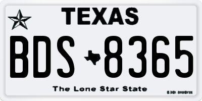 TX license plate BDS8365